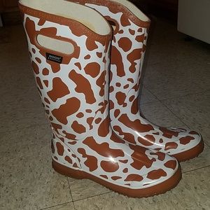 cow print rubber boots